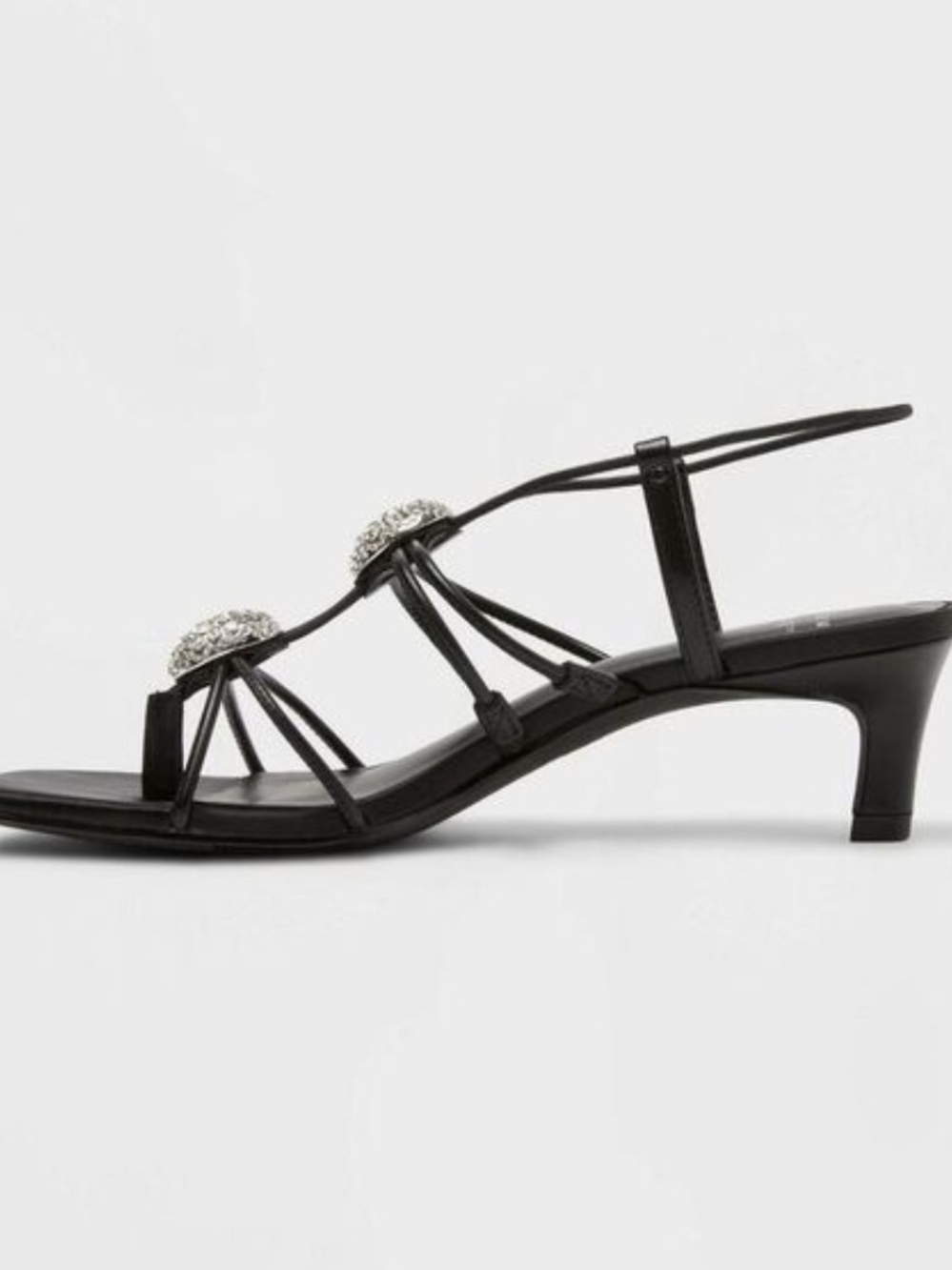 A New Day Black Strappy Crystal Embellished Kitten Heels BNWT - Picture 2 of 4